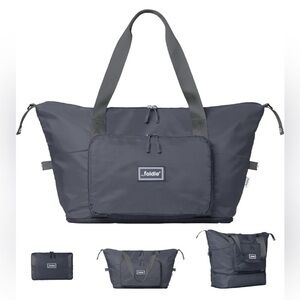 Foldie Travel Tote Bag Gray or Beige